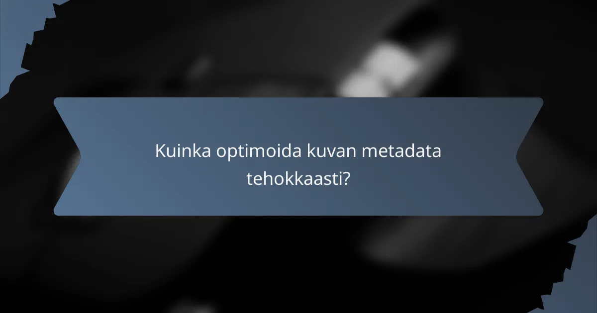 Kuinka optimoida kuvan metadata tehokkaasti?