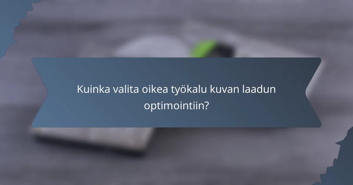 Kuinka valita oikea työkalu kuvan laadun optimointiin?