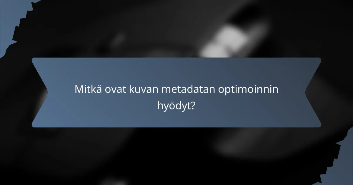 Mitkä ovat kuvan metadatan optimoinnin hyödyt?